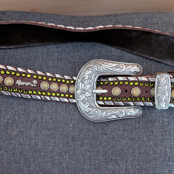 Kippys Accessories - Kippys Brown Studded Belt with Silver Accents..32